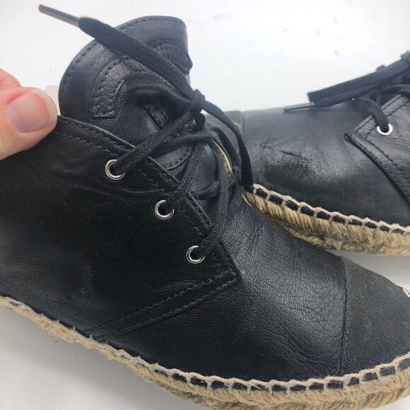 Chanel Black Leather Espadrilles High Top Sneakers CC‎ - Picture 7 of 11